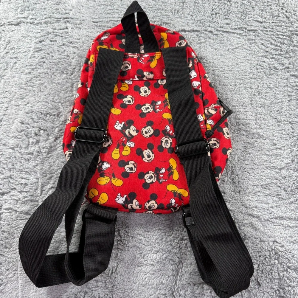 Disney Mickey Mouse Mini Backpack Red All Over Print Canvas School Travel Bag